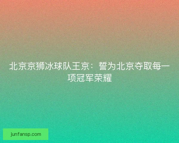 北京京狮冰球队王京：誓为北京夺取每一项冠军荣耀