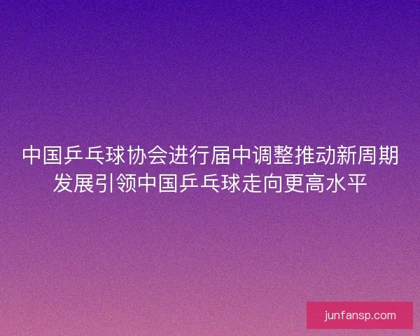 中国乒乓球协会进行届中调整推动新周期发展引领中国乒乓球走向更高水平
